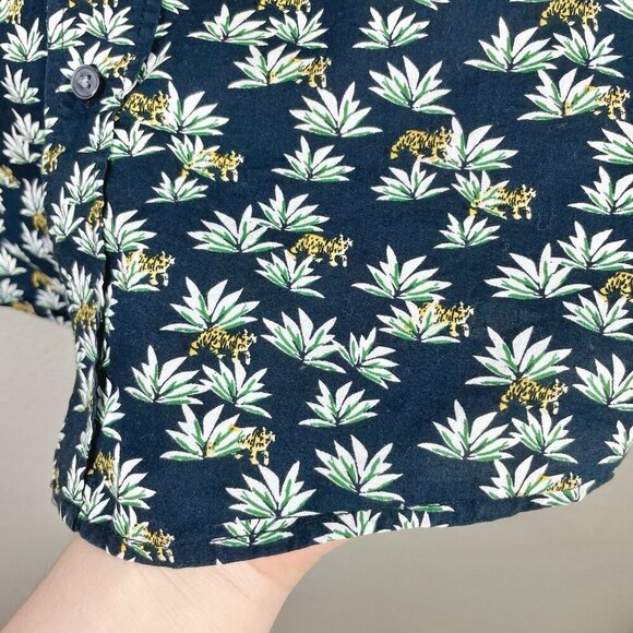 Slate & Stone Men's Medium Short Sleeve Button Down Shirt Top Tiger Agave Black - Picture 6 of 14